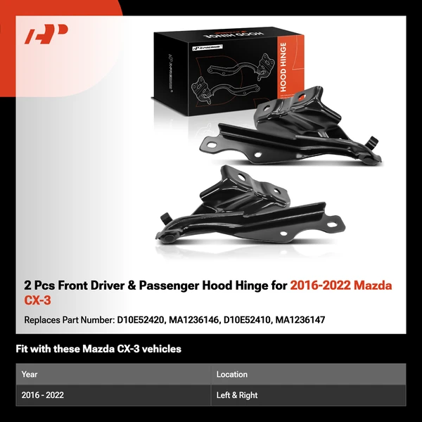 2 Pcs Front Driver & Passenger Hood Hinge for 2016-2022 Mazda CX-3