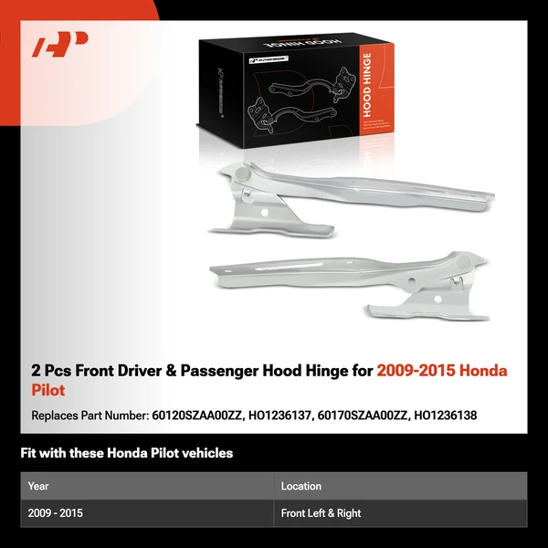 2 Pcs Front Driver & Passenger Hood Hinge for 2009-2015 Honda Pilot