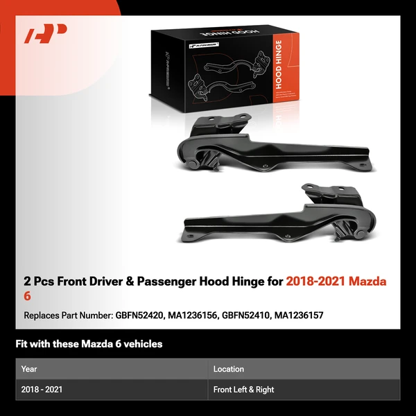 2 Pcs Front Driver & Passenger Hood Hinge for 2018-2021 Mazda 6