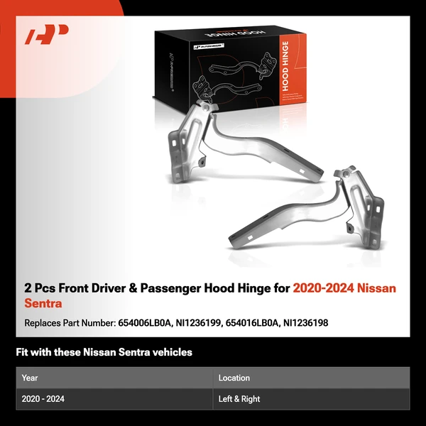 2 Pcs Front Driver & Passenger Hood Hinge for 2020-2024 Nissan Sentra