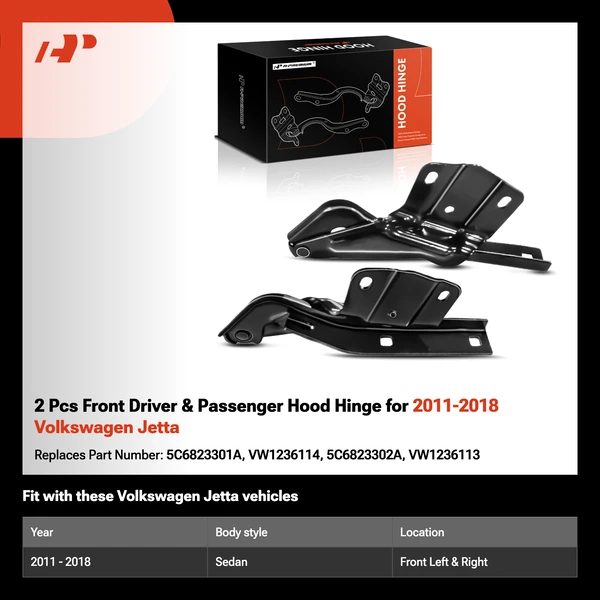 2 Pcs Front Driver & Passenger Hood Hinge for 2011-2018 Volkswagen Jetta