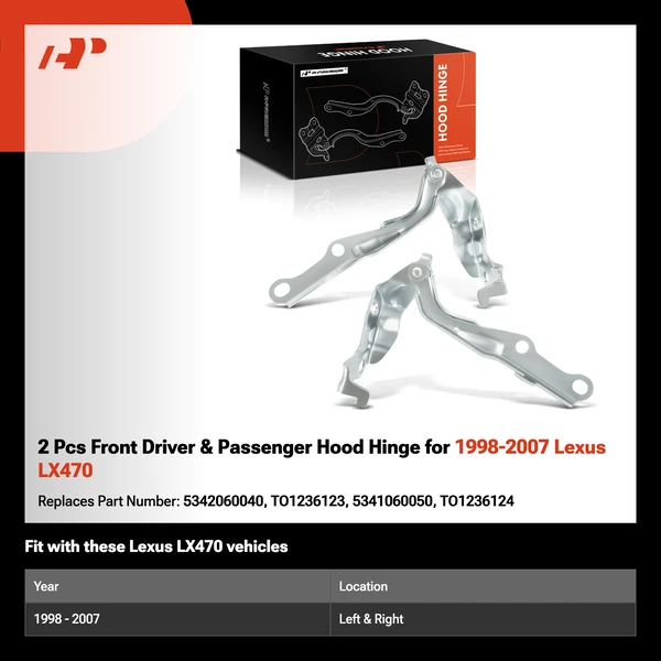 2 Pcs Front Driver & Passenger Hood Hinge for 1998-2007 Lexus LX470