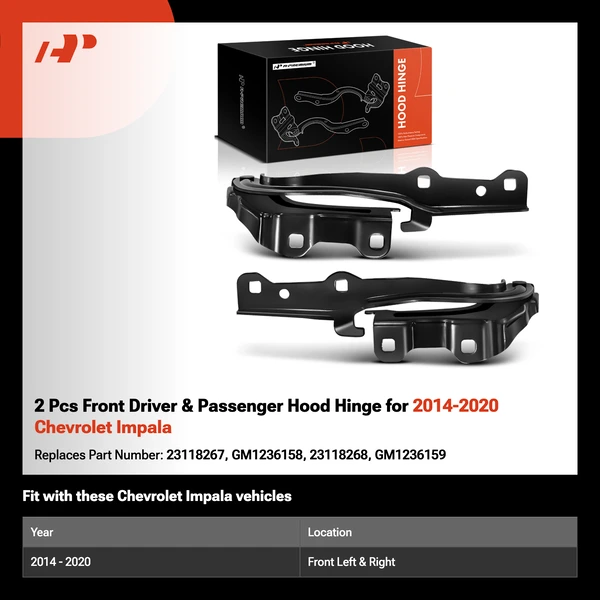 2 Pcs Front Driver & Passenger Hood Hinge for 2014-2020 Chevrolet Impala