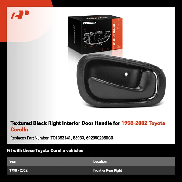 Textured Black Right Interior Door Handle for 1998-2002 Toyota Corolla