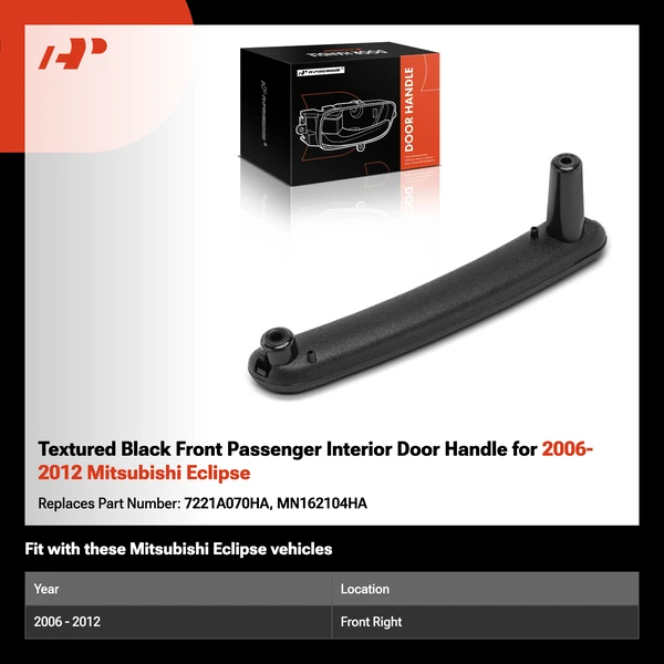 Textured Black Front Passenger Interior Door Handle for 2006-2012 Mitsubishi Eclipse