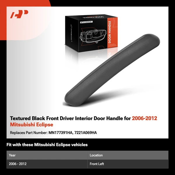 Textured Black Front Driver Interior Door Handle for 2006-2012 Mitsubishi Eclipse