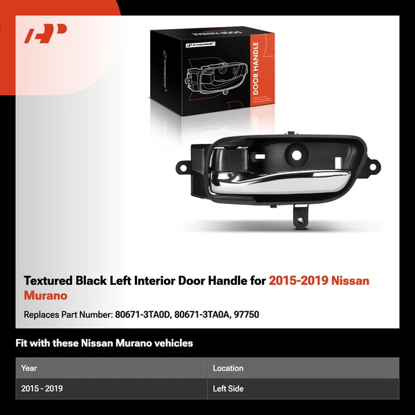 Textured Black Left Interior Door Handle for 2015-2019 Nissan Murano