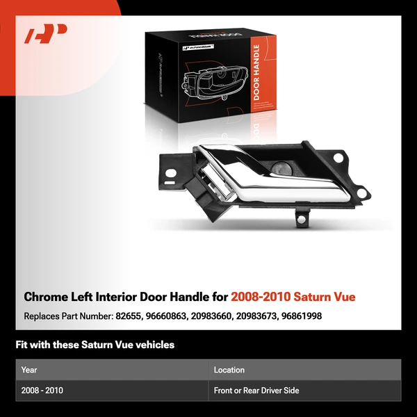 Chrome Left Interior Door Handle for 2008-2010 Saturn Vue