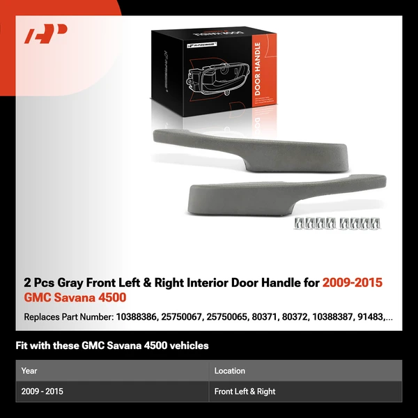 2 Pcs Gray Front Left & Right Interior Door Handle for 2009-2015 GMC Savana 4500