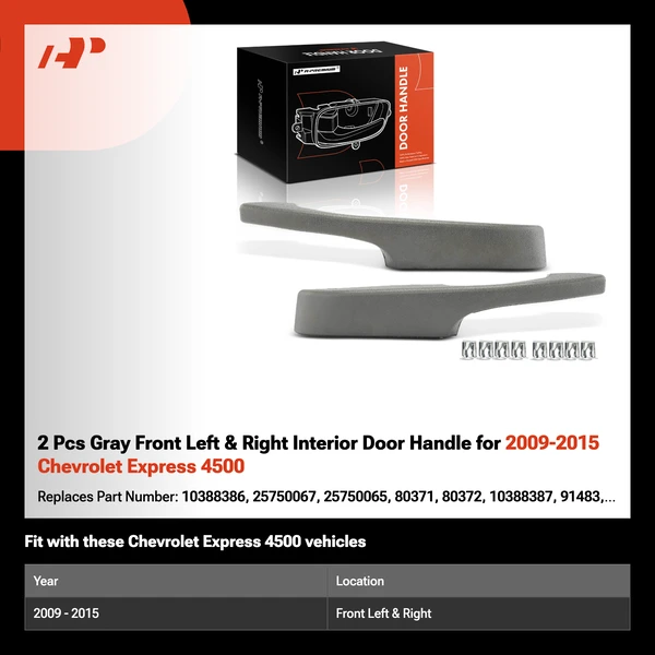 2 Pcs Gray Front Left & Right Interior Door Handle for 2009-2015 Chevrolet Express 4500