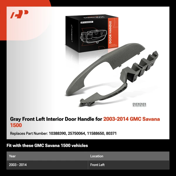 Gray Front Left Interior Door Handle for 2003-2014 GMC Savana 1500