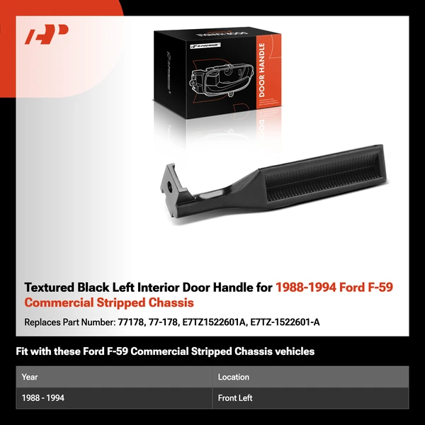 Textured Black Left Interior Door Handle for 1988-1994 Ford F-59 Commercial Stripped Chassis