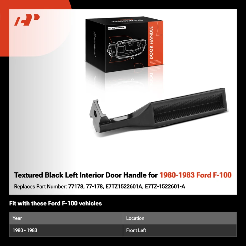 Textured Black Left Interior Door Handle for 1980-1983 Ford F-100
