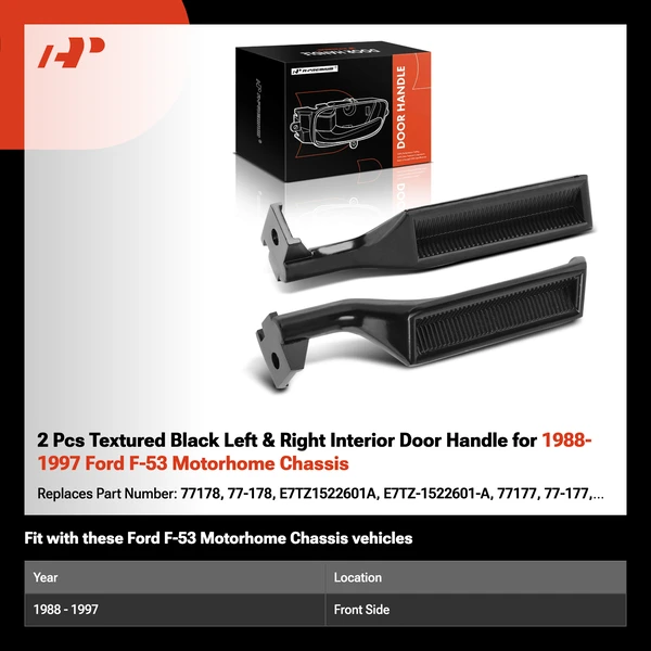 2 Pcs Textured Black Left & Right Interior Door Handle for 1988-1997 Ford F-53 Motorhome Chassis