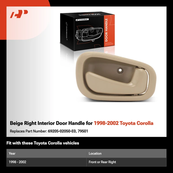 Beige Right Interior Door Handle for 1998-2002 Toyota Corolla