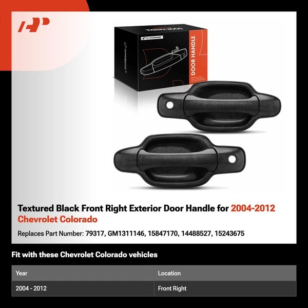 Textured Black Front Right Exterior Door Handle for 2004-2012 Chevrolet Colorado