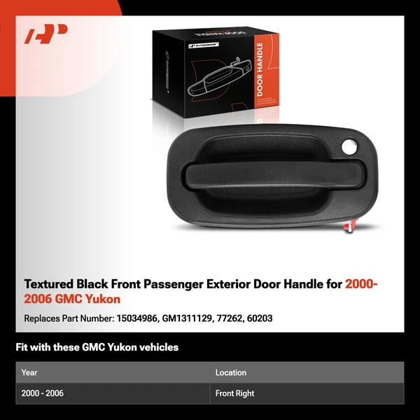 Textured Black Front Passenger Exterior Door Handle for 2000-2006 GMC Yukon