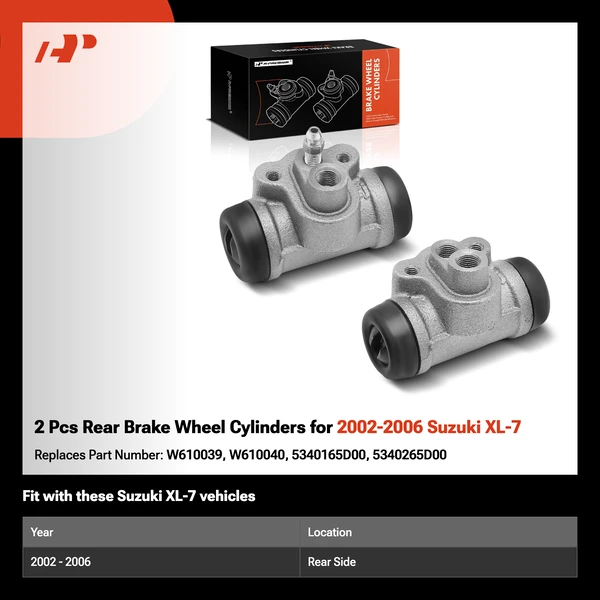 2 Pcs Rear Brake Wheel Cylinders for 2002-2006 Suzuki XL-7