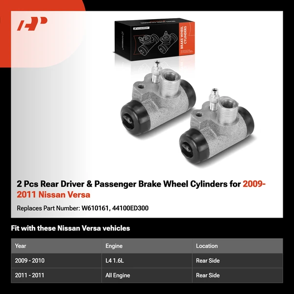 2 Pcs Rear Driver & Passenger Brake Wheel Cylinders for 2009-2011 Nissan Versa