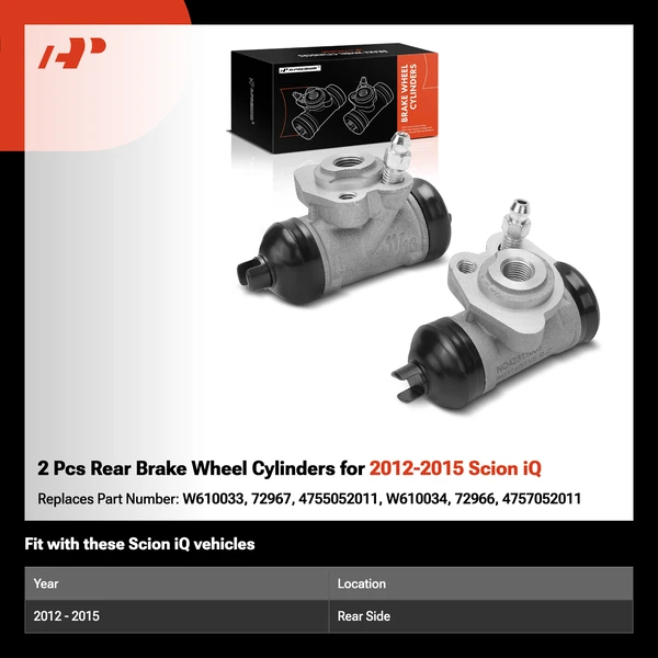 2 Pcs Rear Brake Wheel Cylinders for 2012-2015 Scion iQ
