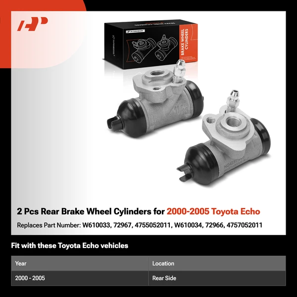 2 Pcs Rear Brake Wheel Cylinders for 2000-2005 Toyota Echo
