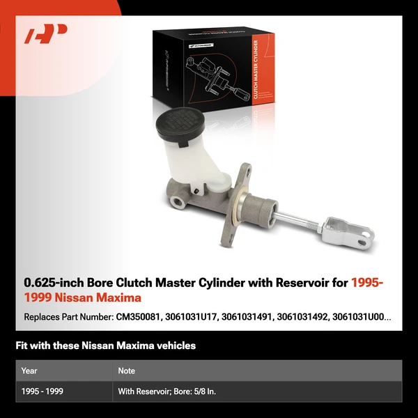 0.625-inch Bore Clutch Master Cylinder with Reservoir for 1995-1999 Nissan Maxima