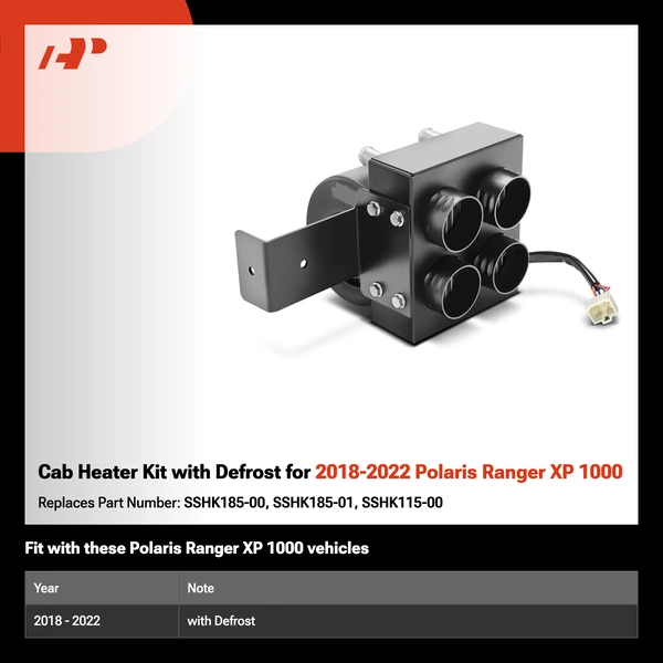 Cab Heater Kit with Defrost for 2018-2022 Polaris Ranger XP 1000