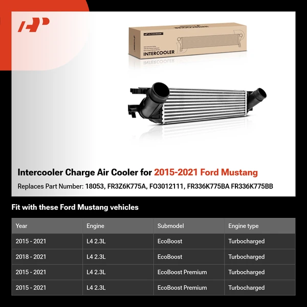 Intercooler Charge Air Cooler for 2015-2021 Ford Mustang