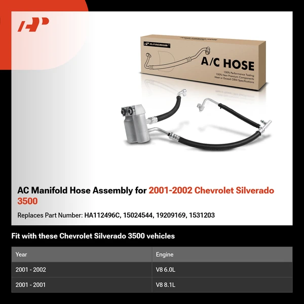 AC Manifold Hose Assembly for 2001-2002 Chevrolet Silverado 3500
