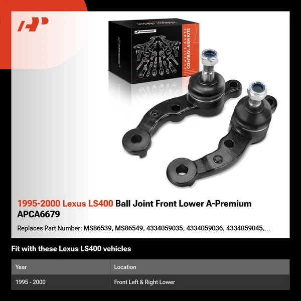 1995-2000 Lexus LS400 Ball Joint Front Lower A-Premium APCA6679