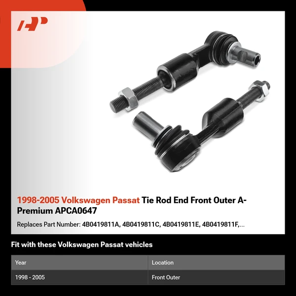 1998-2005 Volkswagen Passat Tie Rod End Front Outer A-Premium APCA0647