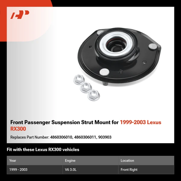 Front Passenger Suspension Strut Mount for 1999-2003 Lexus RX300