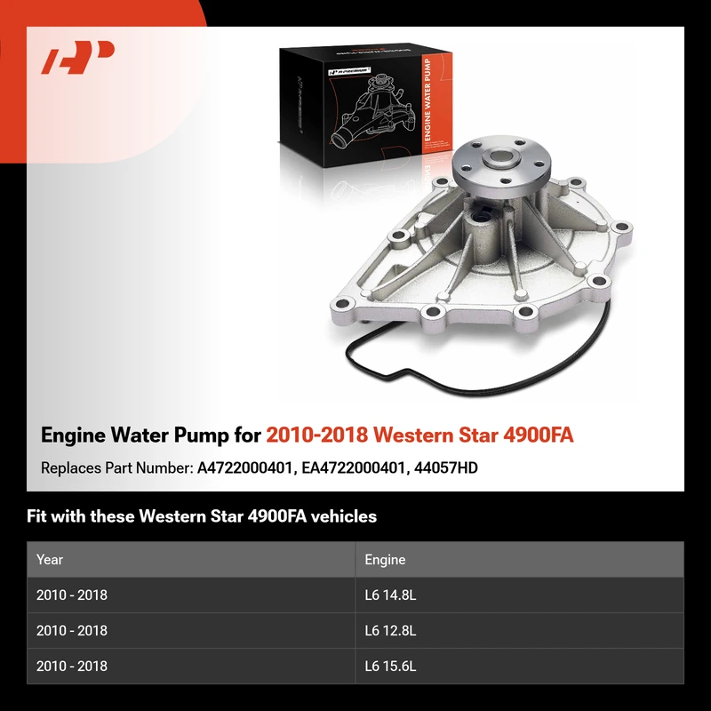 Engine Water Pump for 2010-2018 Western Star 4900FA