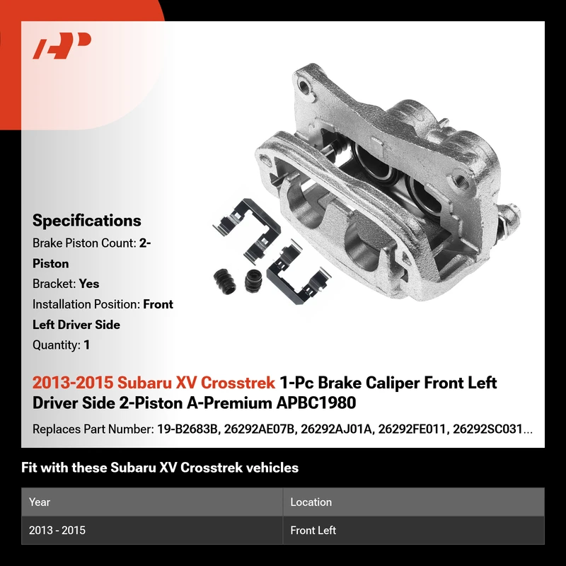 2013-2015 Subaru XV Crosstrek 1-Pc Brake Caliper Front Left Driver Side 2-Piston A-Premium APBC1980