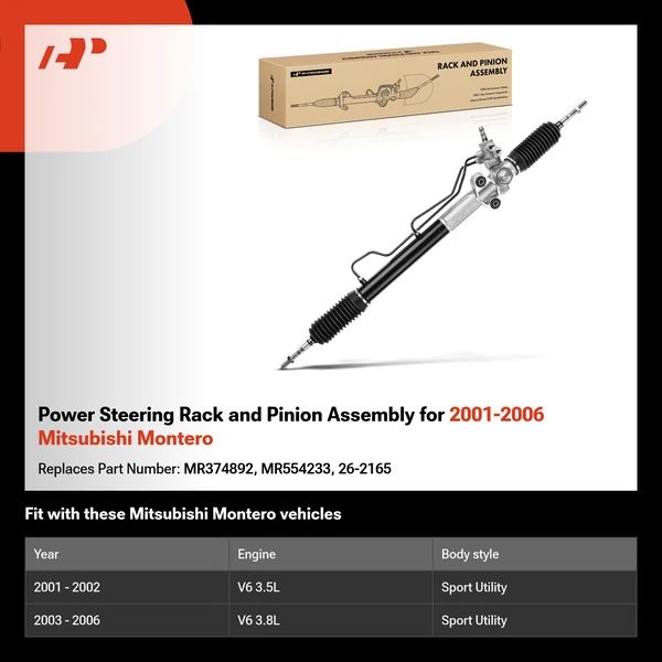 Power Steering Rack and Pinion Assembly for 2001-2006 Mitsubishi Montero