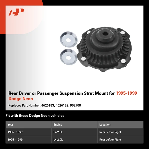 Rear Driver or Passenger Suspension Strut Mount for 1995-1999 Dodge Neon