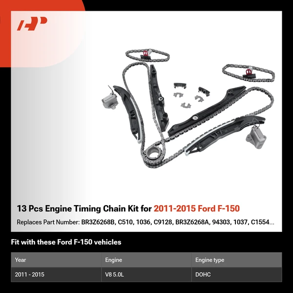 13 Pcs Engine Timing Chain Kit for 2011-2015 Ford F-150