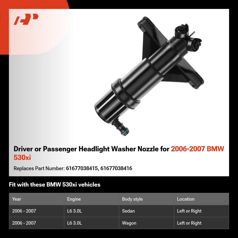 Driver or Passenger Headlight Washer Nozzle for 2006-2007 BMW 530xi