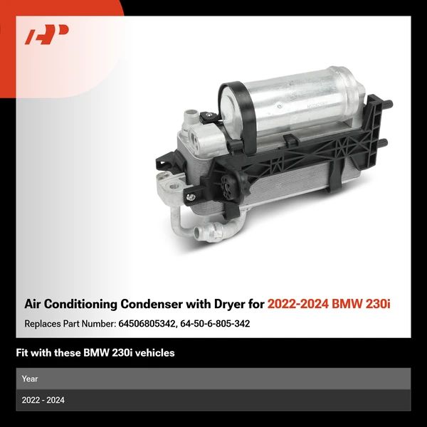 Air Conditioning Condenser with Dryer for 2022-2024 BMW 230i