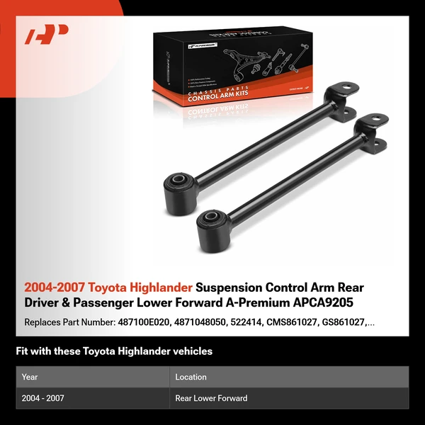 2004-2007 Toyota Highlander Suspension Control Arm Rear Driver & Passenger Lower Forward A-Premium APCA9205