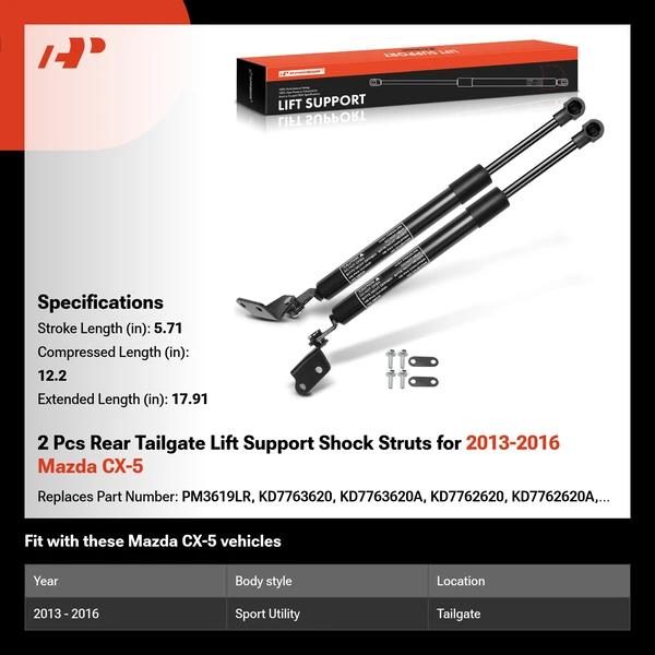 2 Pcs Rear Tailgate Lift Support Shock Struts for 2013-2016 Mazda CX-5