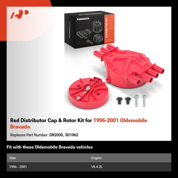 Red Distributor Cap & Rotor Kit for 1996-2001 Oldsmobile Bravada