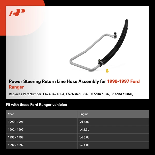 Power Steering Return Line Hose Assembly for 1990-1997 Ford Ranger