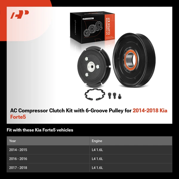 AC Compressor Clutch Kit with 6-Groove Pulley for 2014-2018 Kia Forte5