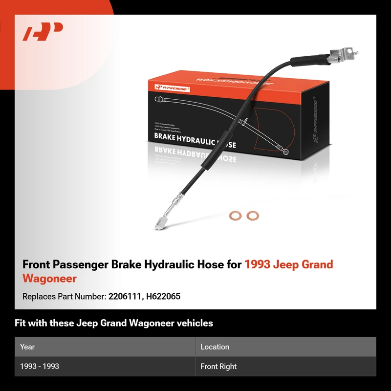 Front Passenger Brake Hydraulic Hose for 1993 Jeep Grand Wagoneer