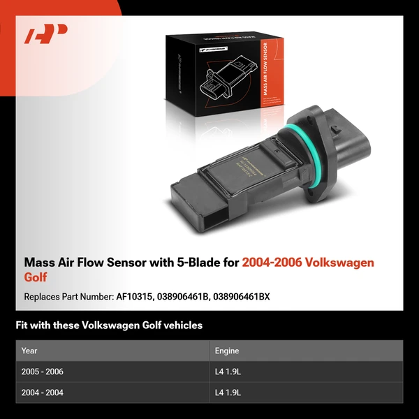 Mass Air Flow Sensor with 5-Blade for 2004-2006 Volkswagen Golf