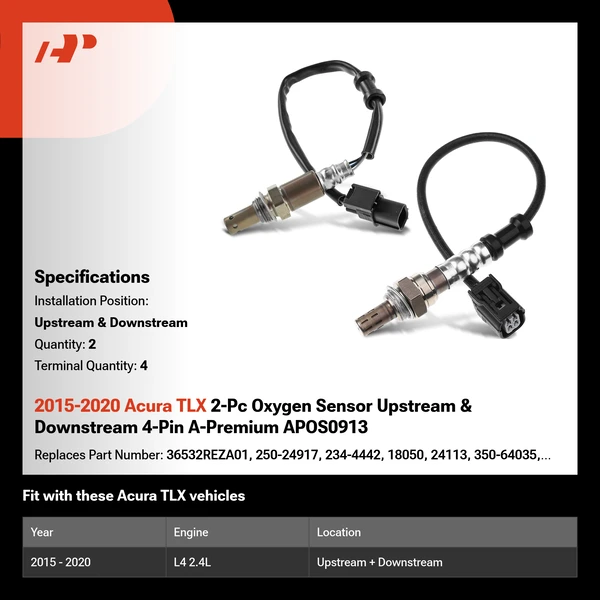2015-2020 Acura TLX 2-Pc Oxygen Sensor Upstream & Downstream 4-Pin A-Premium APOS0913