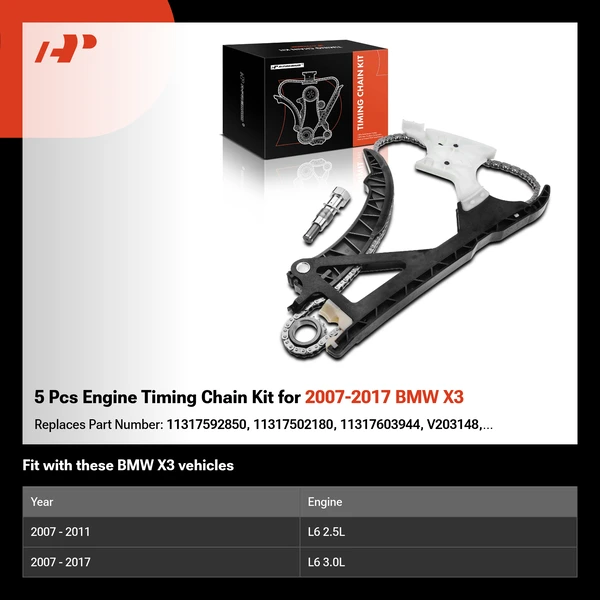 5 Pcs Engine Timing Chain Kit for 2007-2017 BMW X3