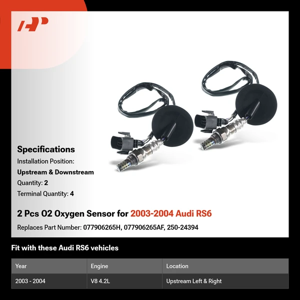 2003-2004 Audi RS6 2-Pc Oxygen Sensor Upstream & Downstream 4-Pin A-Premium APOS1961