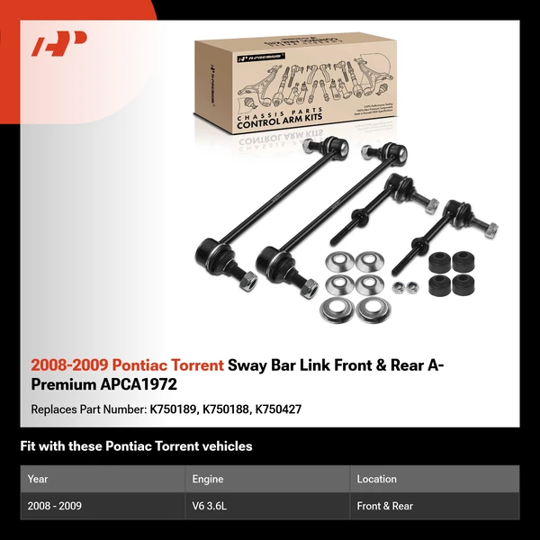 2008-2009 Pontiac Torrent Sway Bar Link Front & Rear A-Premium APCA1972